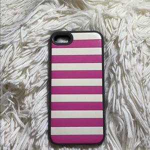 (IPhone 5s) pink and white stripped Phone case